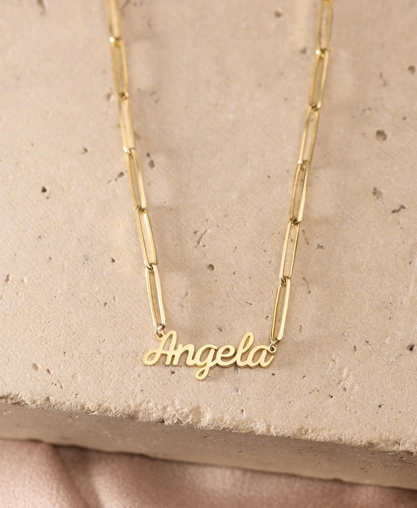 925 Sterling Silver Paperclip Chain Name Necklace