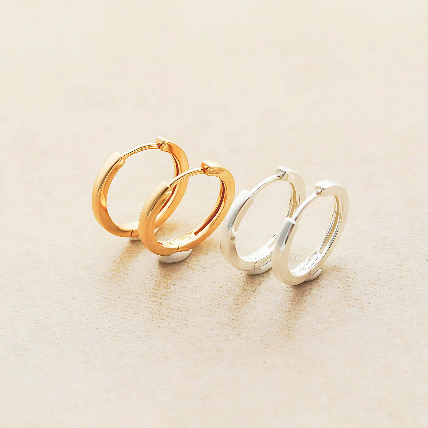 925 Sterling Silver Round Hoop Double Earrings