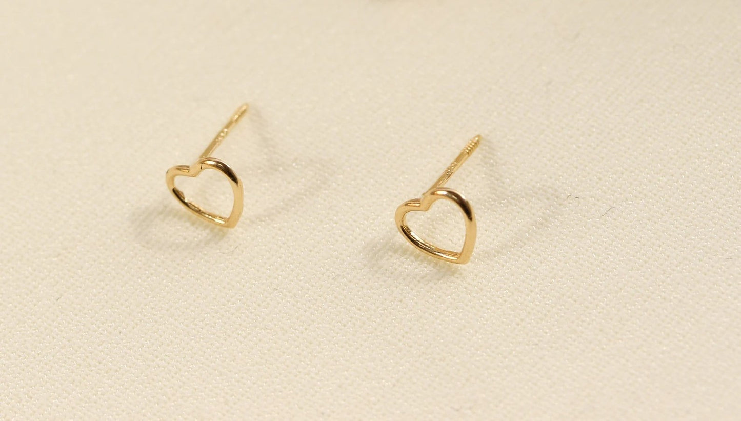 925 Sterling Silver Small Heart Stud Double Earrings