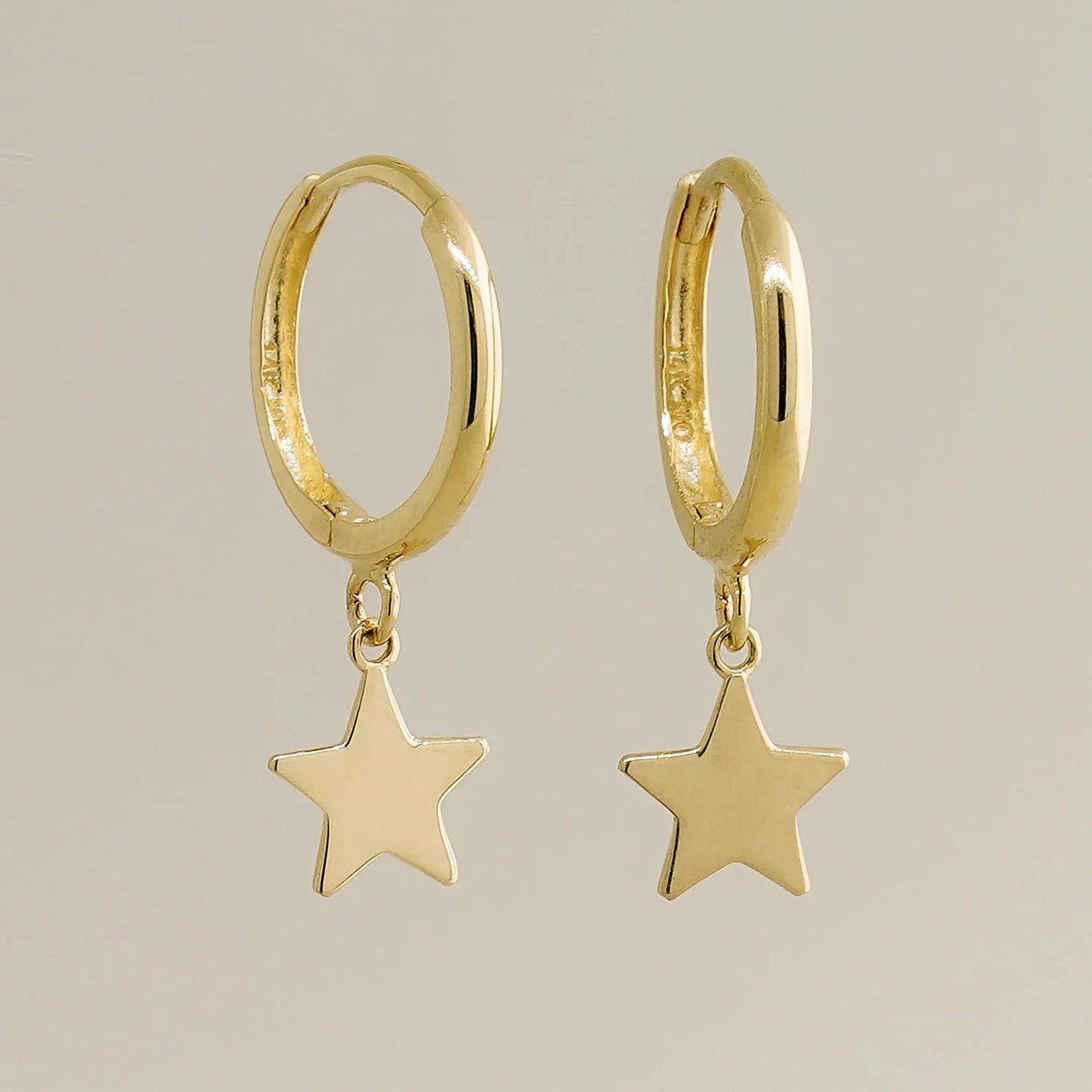 925 Sterling Silver Earrings with Star Double Hoops