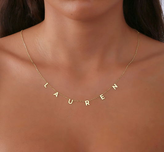 925 Sterling Silver Personalized Space Letter Name Necklace