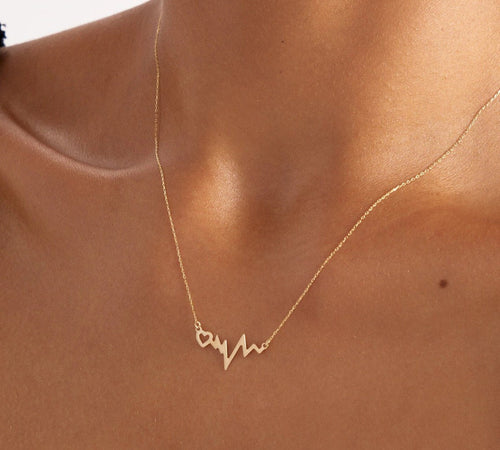 925 Sterling Silver Heartbeat Rhythm Necklace