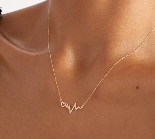 925 Sterling Silver Heartbeat Rhythm Necklace