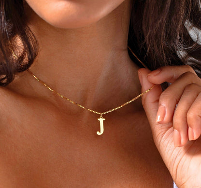 925 Sterling Silver Box Chain Letter Necklace