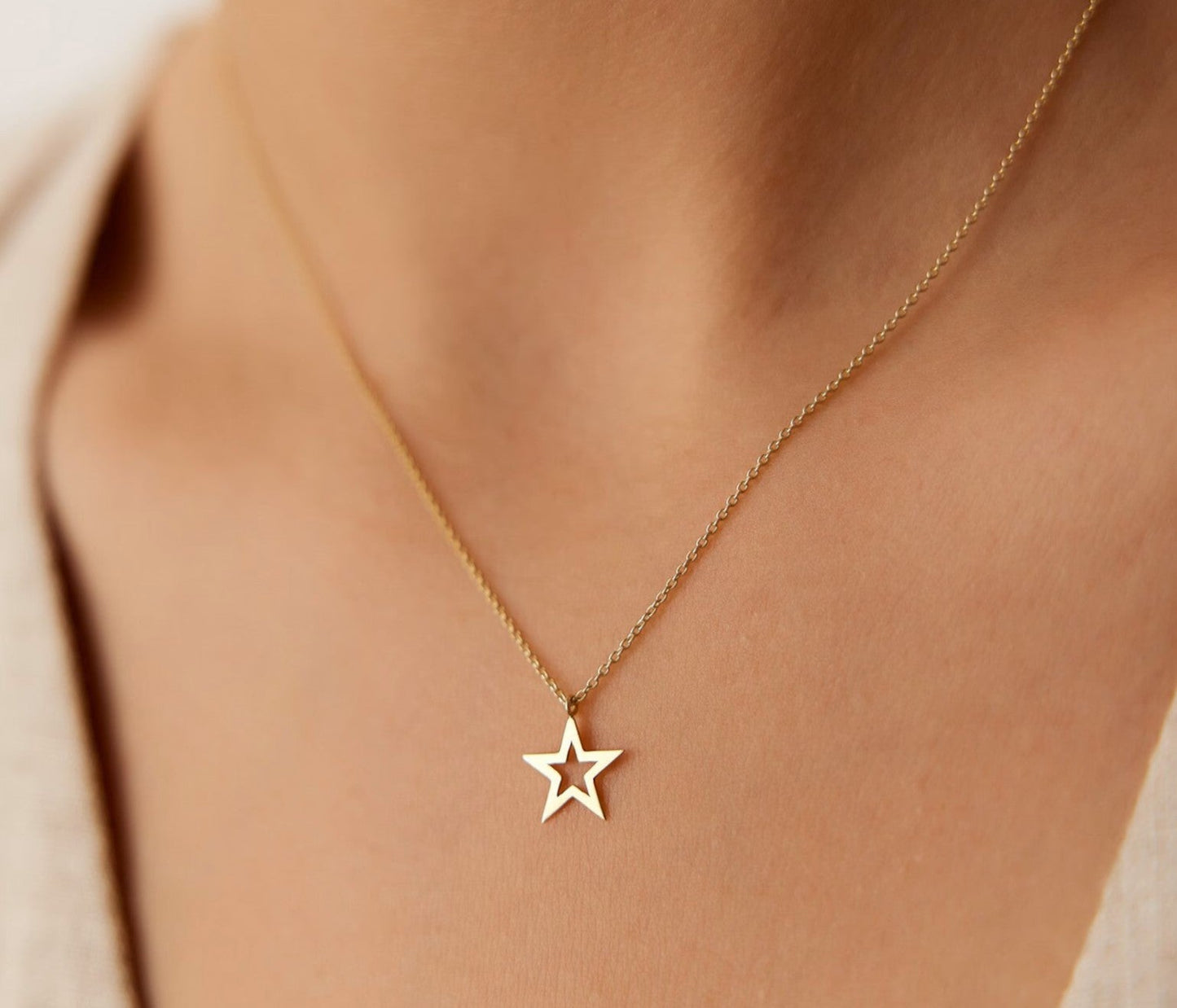 925 Sterling Silver Star Charm Necklace