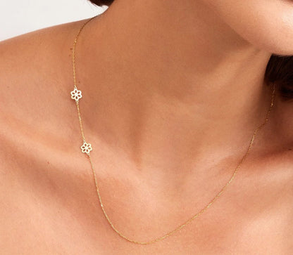 925 Sterling Silver Daisy Flower Side Necklace