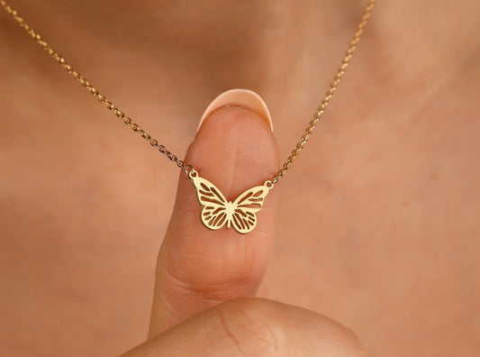 925 Sterling Silver Butterfly Symbol Necklace