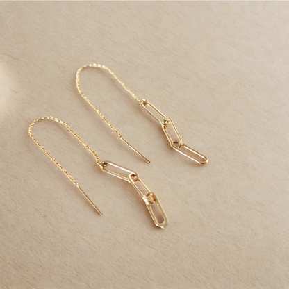 925 Sterling Silver Paperclip Dangle Double Earrings