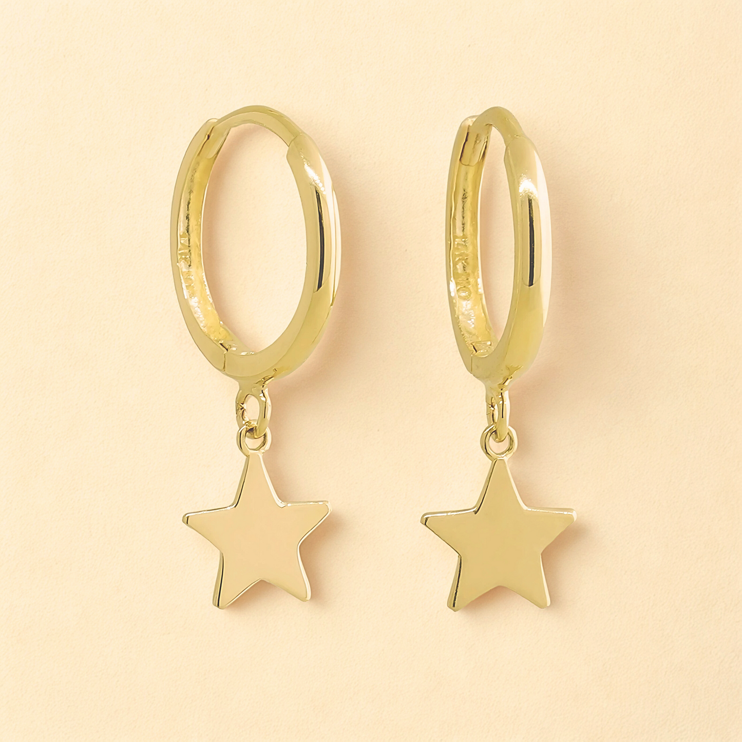 925 Sterling Silver Earrings with Star Double Hoops