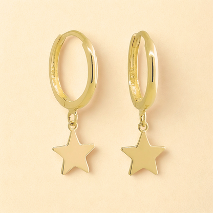 925 Sterling Silver Earrings with Star Double Hoops