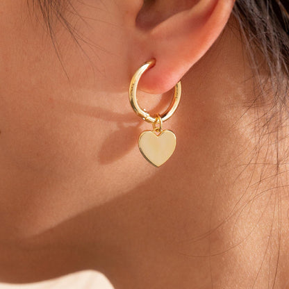 925 Sterling Silver Earrings with Heart-Shaped Double Hoops