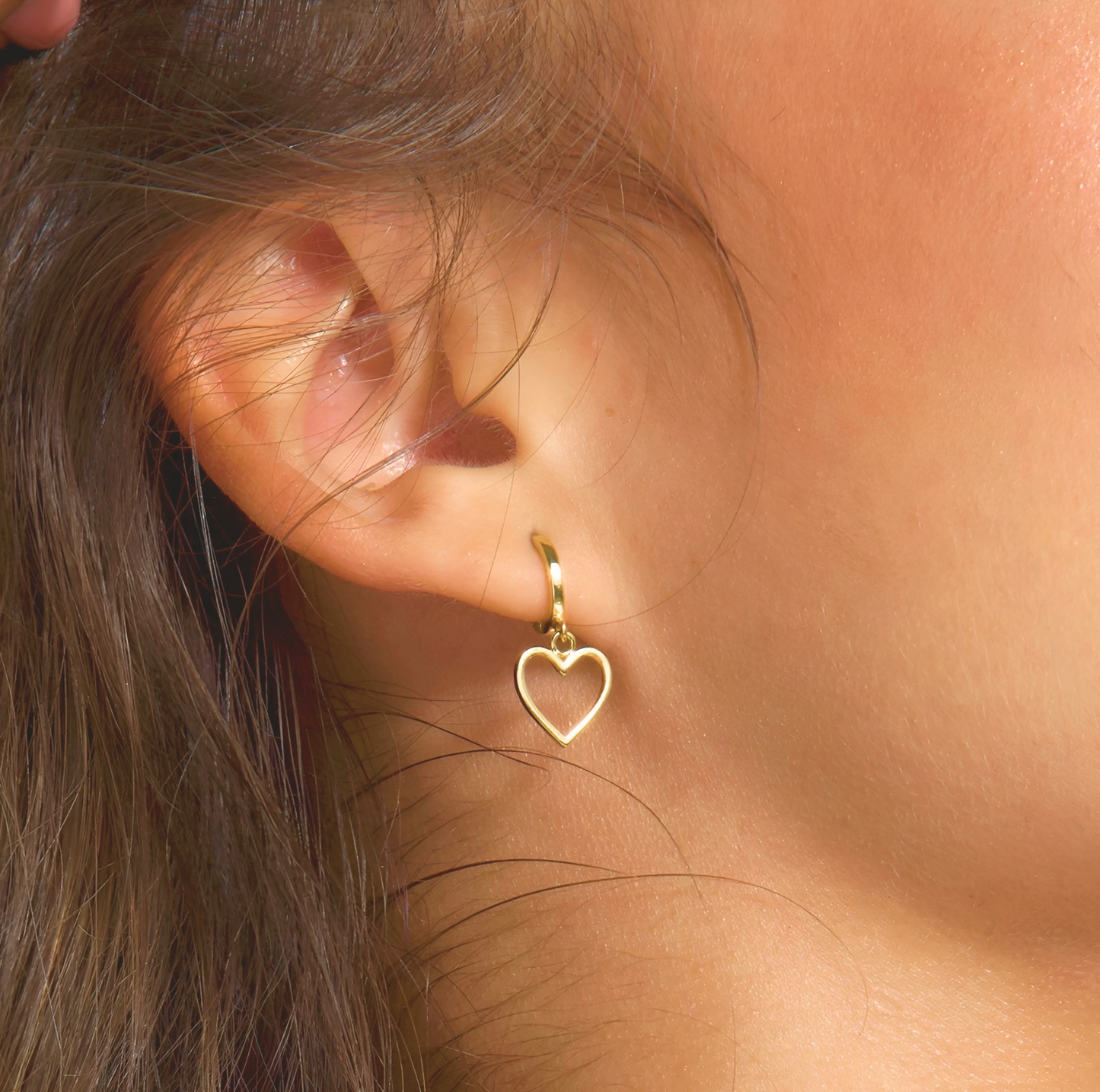 925 Sterling Silver Round Hoop Heart Double Earrings