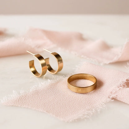 925 Sterling Silver Thick Band Ring Earrings