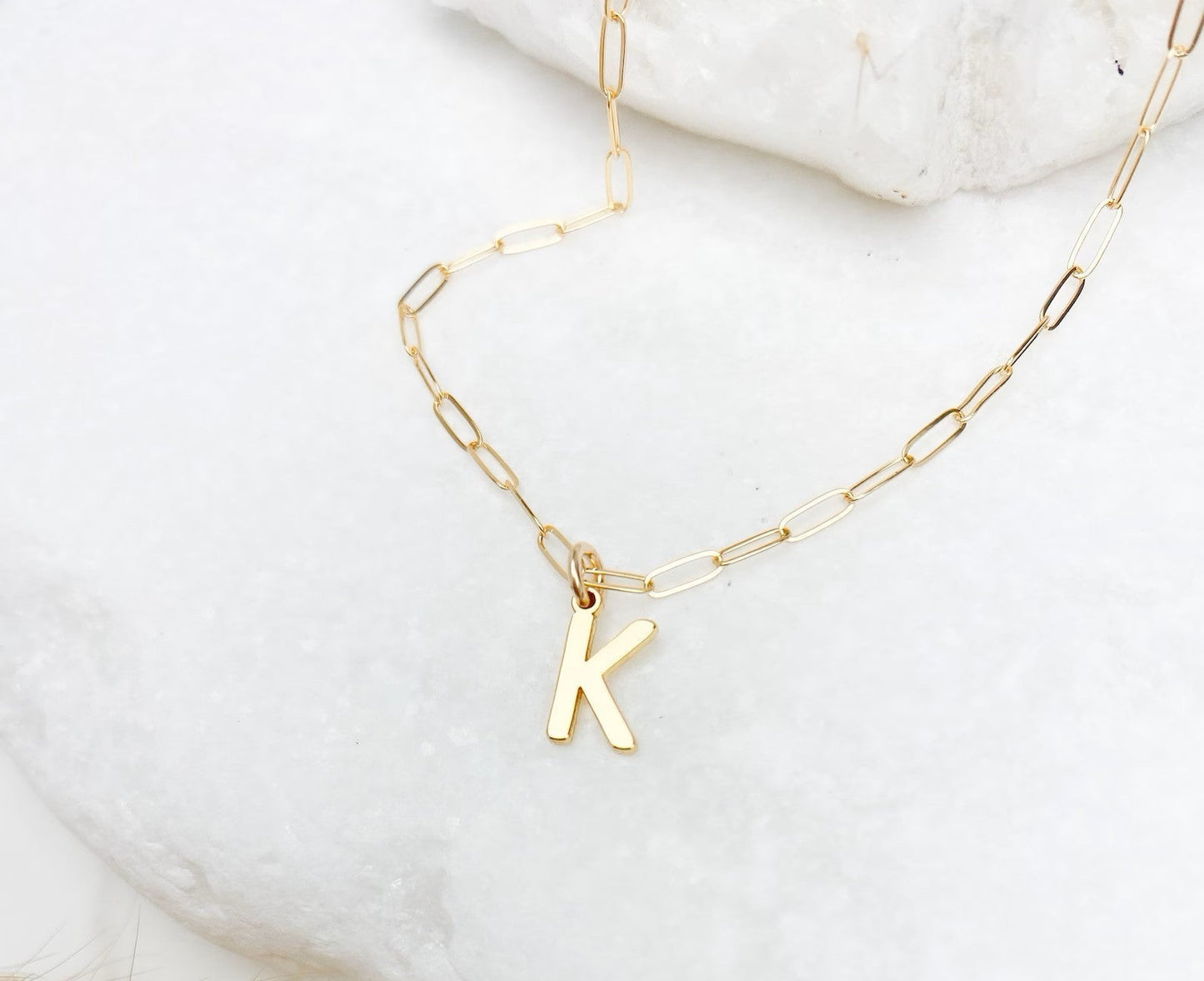 925 Sterling Silver Paperclip Chain Letter Necklace