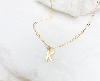 925 Sterling Silver Paperclip Chain Letter Necklace