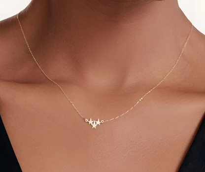 925 Sterling Silver 3-Star Elegant Charm Necklace
