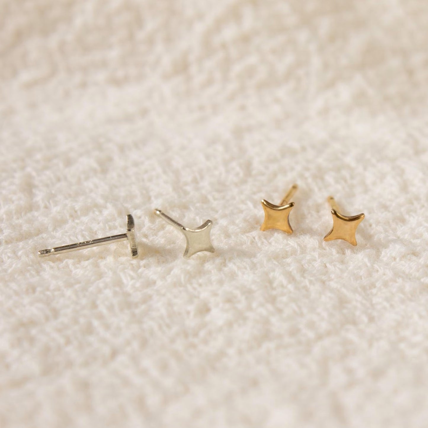 925 Sterling Silver Small Star Stud Double Earrings
