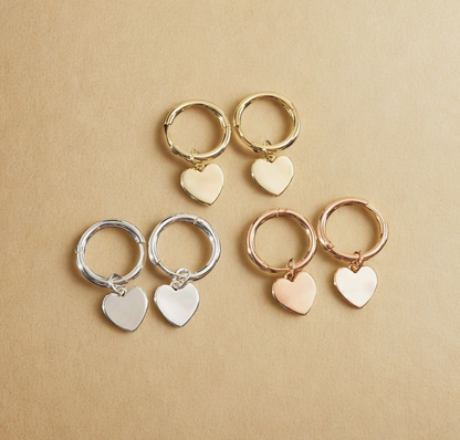 925 Sterling Silver Earrings with Heart-Shaped Double Hoops