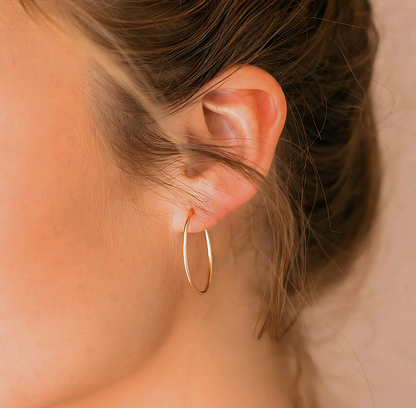 925 Sterling Silver Round Medium Hoop Double Earrings