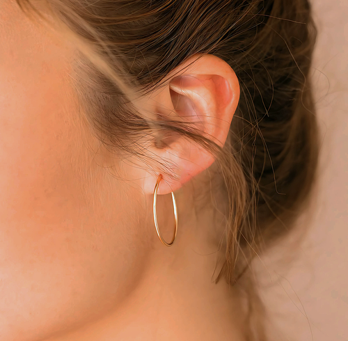 925 Sterling Silver Round Medium Hoop Double Earrings