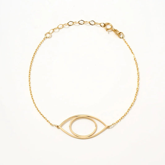 925 Sterling Silver Eye-Shaped Charm Elegant Bracelet