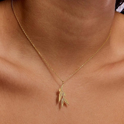 925 Sterling Silver Olive Branch Elegant Necklace