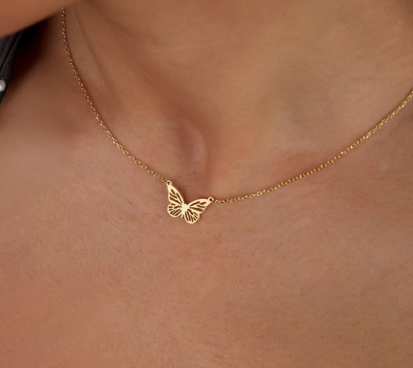 925 Sterling Silver Butterfly Symbol Necklace