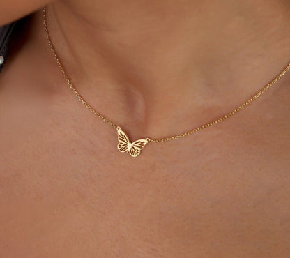 925 Sterling Silver Butterfly Symbol Necklace