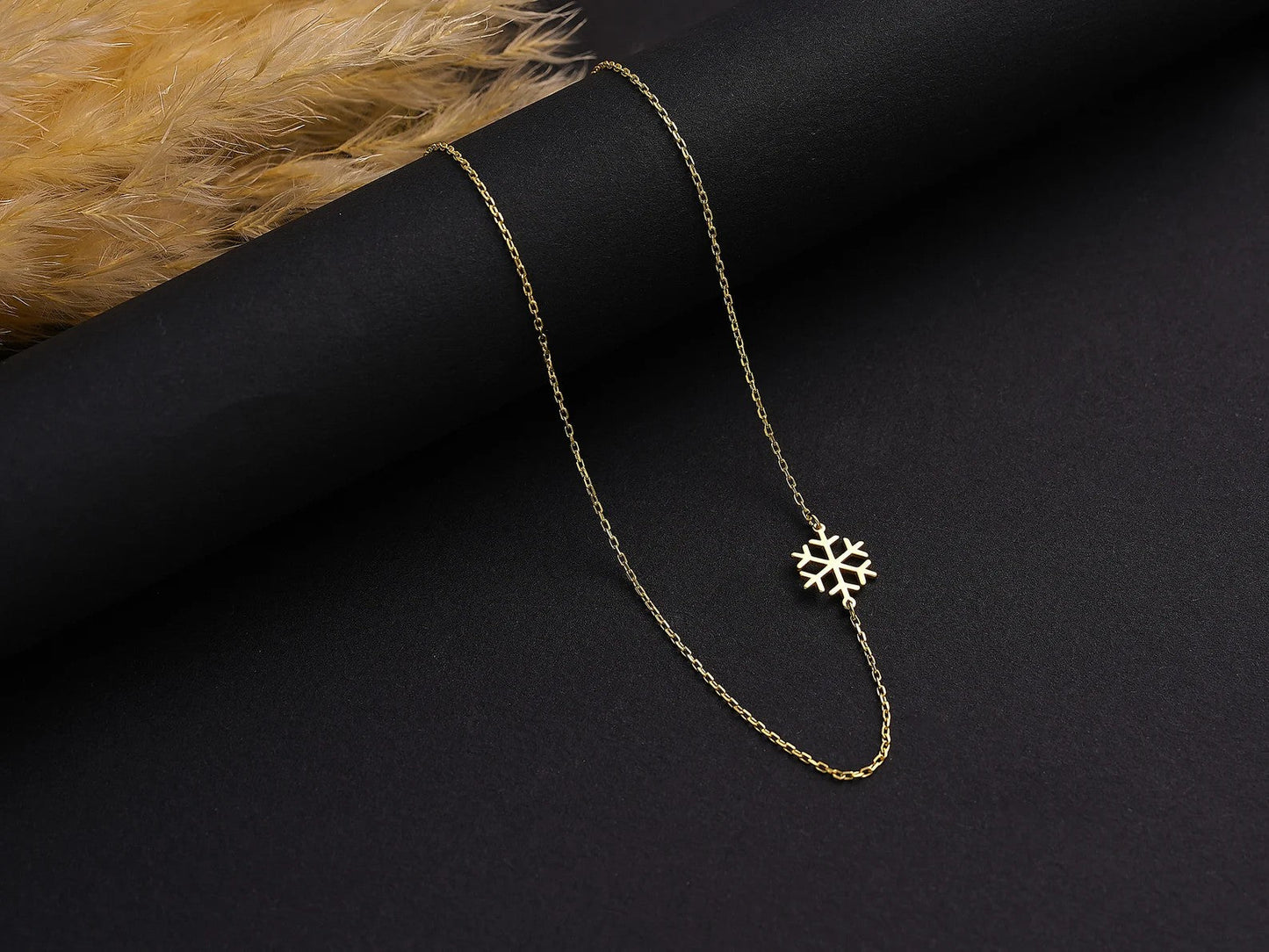 925 Sterling Silver Snowflake Side Necklace
