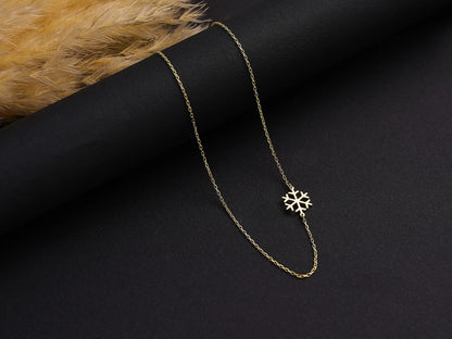925 Sterling Silver Snowflake Side Necklace