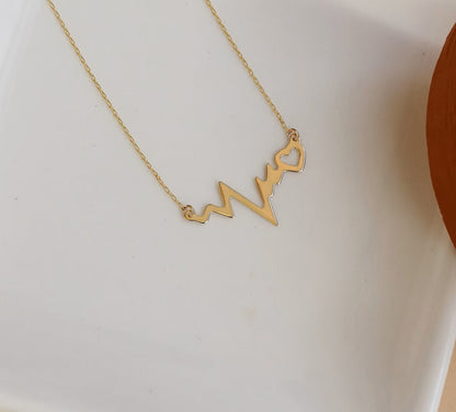 925 Sterling Silver Heartbeat Rhythm Necklace