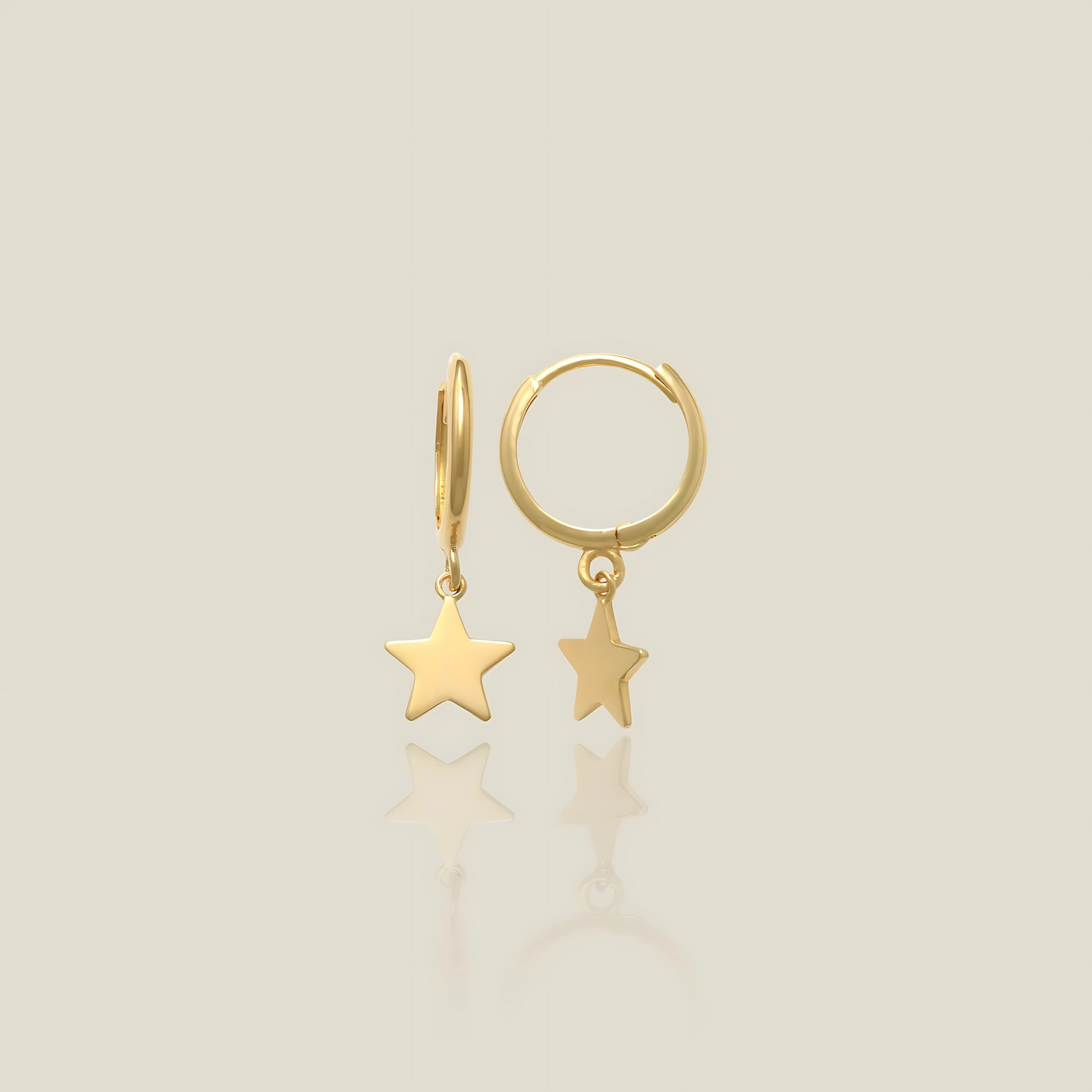 925 Sterling Silver Earrings with Star Double Hoops