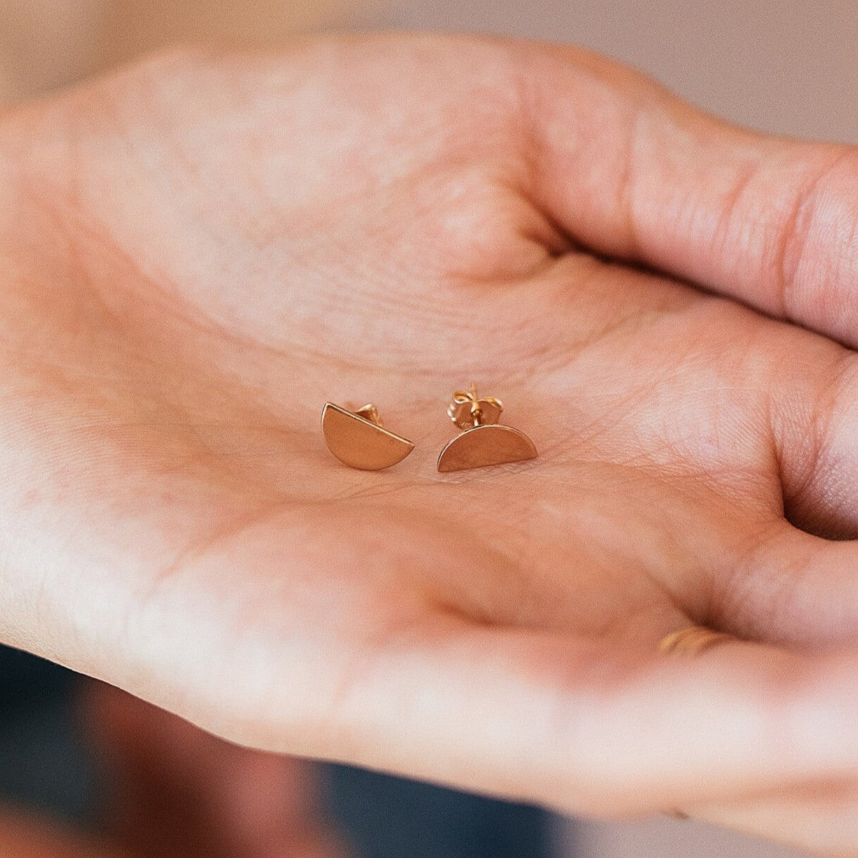 925 Sterling Silver Half Moon Stud Double Earrings