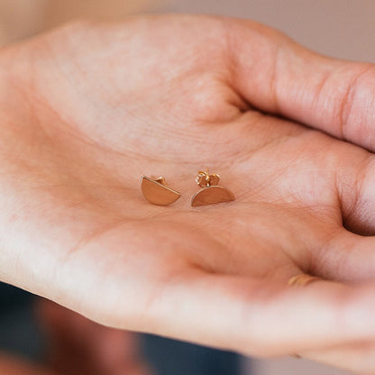 925 Sterling Silver Half Moon Stud Double Earrings