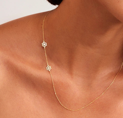 925 Sterling Silver Daisy Flower Side Necklace
