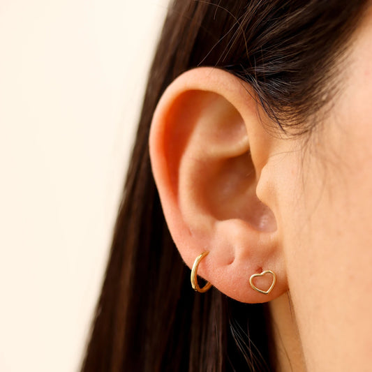 925 Sterling Silver Small Heart Stud Double Earrings