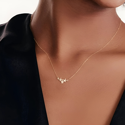 925 Sterling Silver 3-Star Elegant Charm Necklace