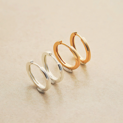 925 Sterling Silver Round Hoop Double Earrings