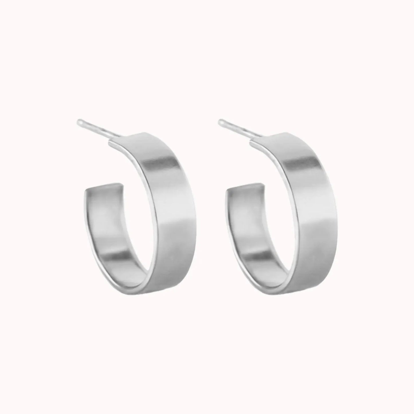 925 Sterling Silver Thick Band Ring Earrings