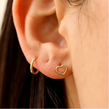 925 Sterling Silver Small Heart Stud Double Earrings