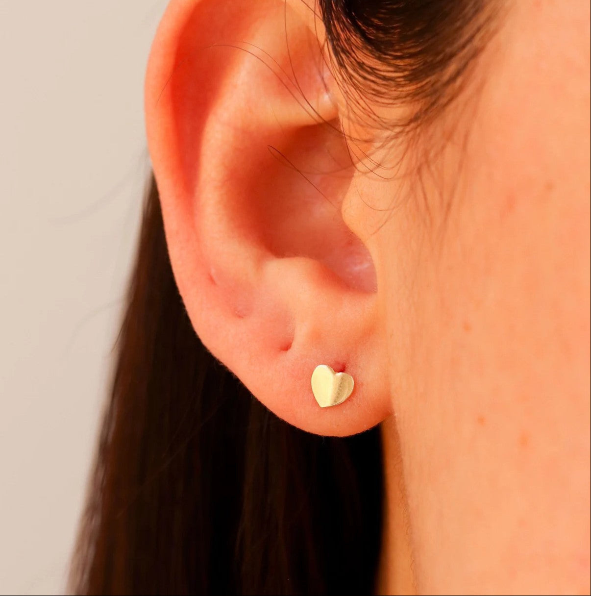 925 Sterling Silver Small Heart Symbol Stud Double Earrings