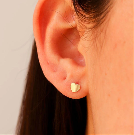 925 Sterling Silver Small Heart Symbol Stud Double Earrings