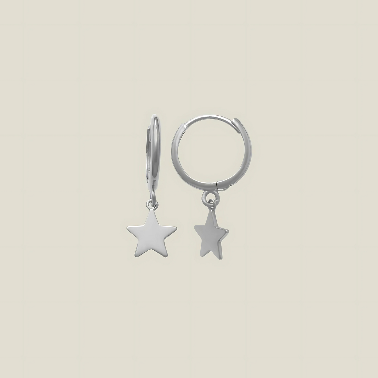 925 Sterling Silver Earrings with Star Double Hoops