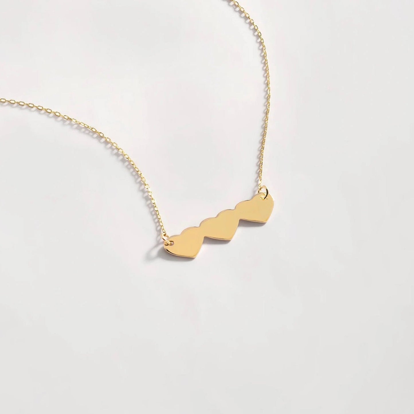 925 Sterling Silver 3-Heart Elegant Charm Necklace