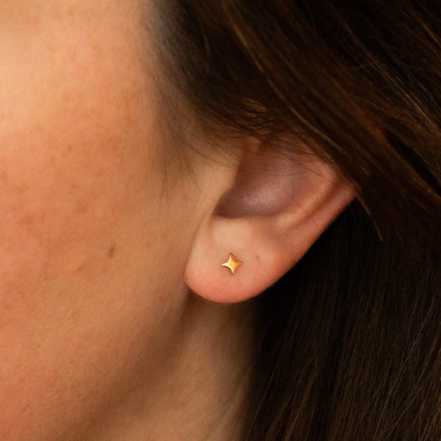 925 Sterling Silver Small Star Stud Double Earrings