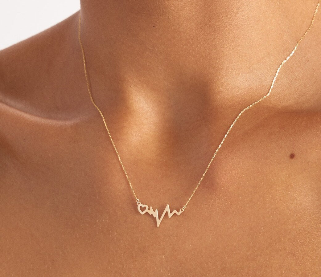 925 Sterling Silver Heartbeat Rhythm Necklace