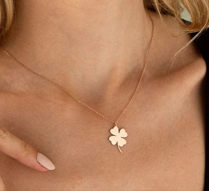 925 Sterling Silver Four-Leaf Clover Charm Necklace