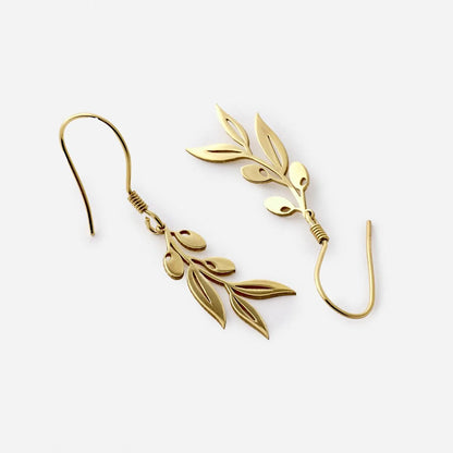 925K Sterling Silver Olive Branch Dangle Double Earrings