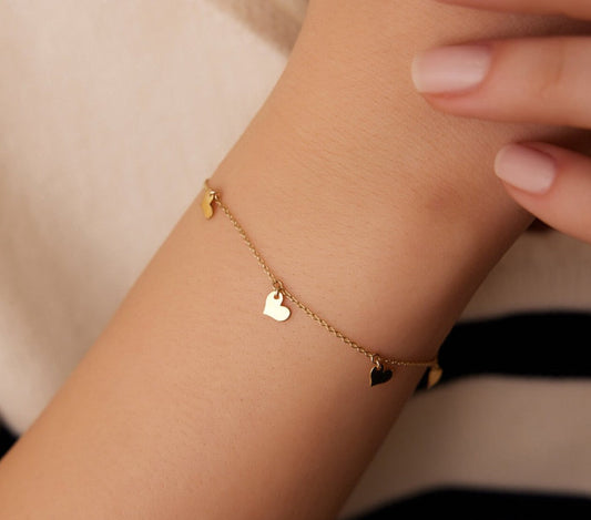 925 Sterling Silver 5-Heart Minimalist Bracelet