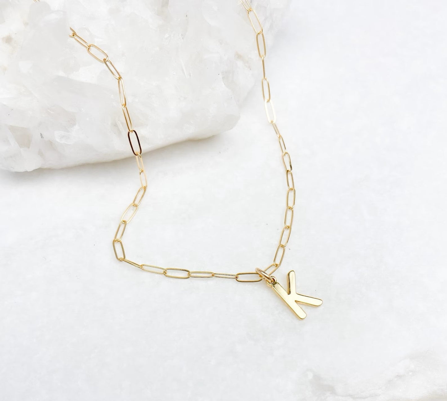 925 Sterling Silver Paperclip Chain Letter Necklace